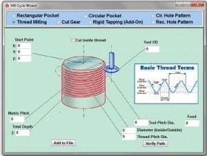 Easily create a helical movement driving X, Y and Z at the same for thread milling.