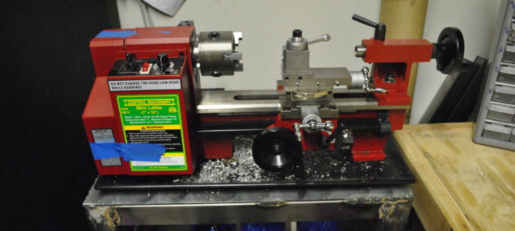 lateral view of a mini lathe