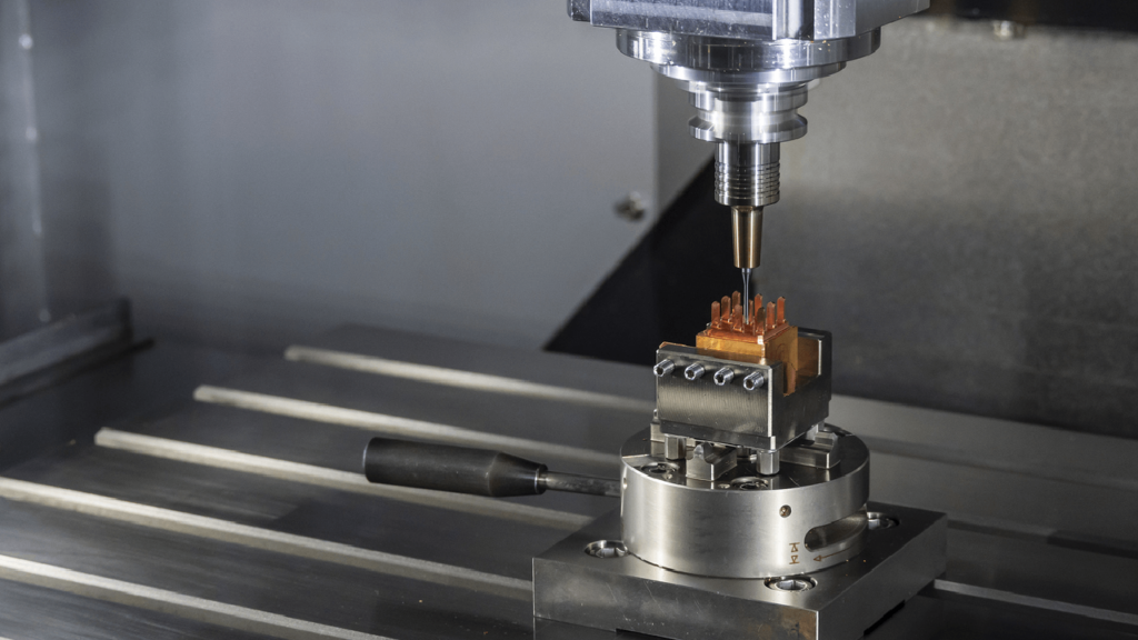 a cnc milling machine working on a piece of metal