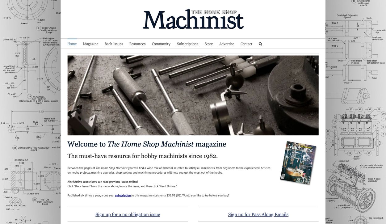 Screenshot of The Home Shop Machinist’s website